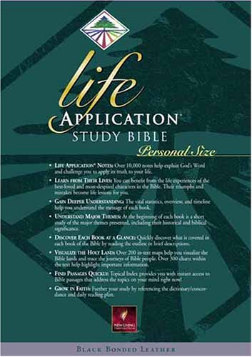 Imagen de archivo de Life Application Study Bible NLT, Personal Size (Black Bonded Leather) a la venta por HPB-Diamond