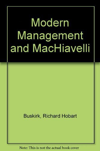 Stock image for Modern Management and Machiavelli for sale by Better World Books
