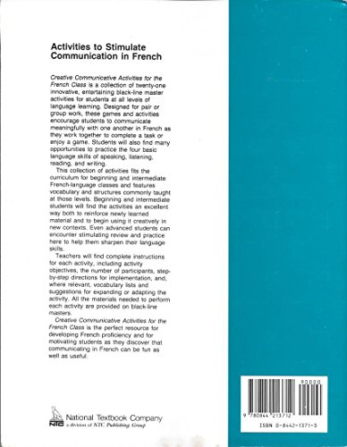 Beispielbild fr Creative Communicative Activities for the French Class : For All Students of French zum Verkauf von Better World Books