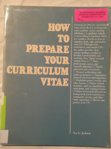 Stock image for How to Prepare Your Curriculum Vitae for sale by Better World Books