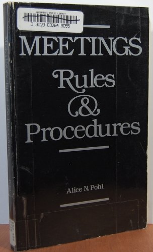 Stock image for Meetings: Rules and Procedures for sale by HPB-Diamond