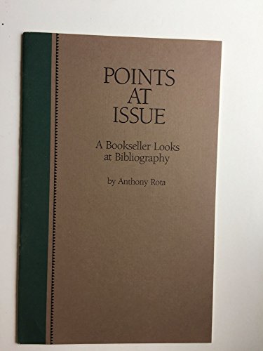 Stock image for Points at issue: A bookseller looks at bibliography : a lecture delivered at the Library of Congress on April 24, 1984 (The Center for the Book viewpoint series) for sale by Wonder Book