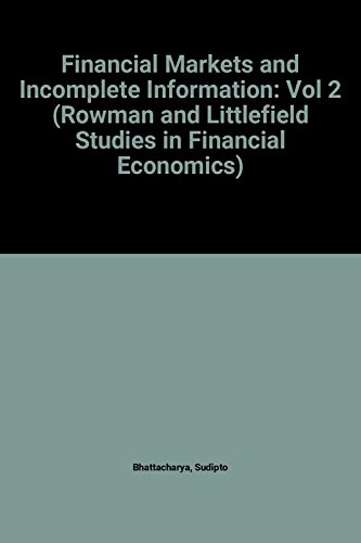 9780847675982: Financial Markets and Incomplete Information