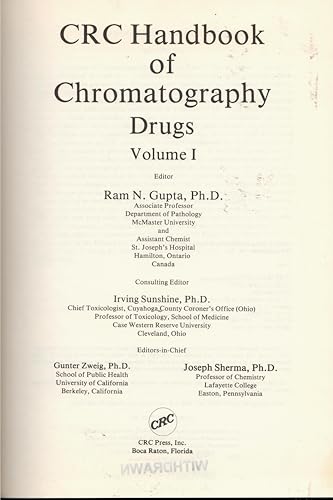 Imagen de archivo de Handbook of Chromatography. Drugs. 2 volume set a la venta por Rob the Book Man