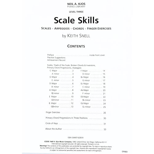 GP683 - Scales Skills Level 3 (Neil A. Kjos Piano Library) (9780849762833) by Keith Snell
