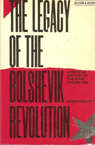 Beispielbild fr The Legacy of the Bolshevik Revolution zum Verkauf von Better World Books