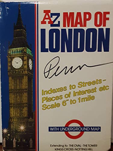 Beispielbild fr AZ map of London: Indexes to streets, places of interest etc., scale 6" to 1 mile, with underground map : extending to The Oval, The Tower, Kings Cross, Notting Hill zum Verkauf von Wonder Book