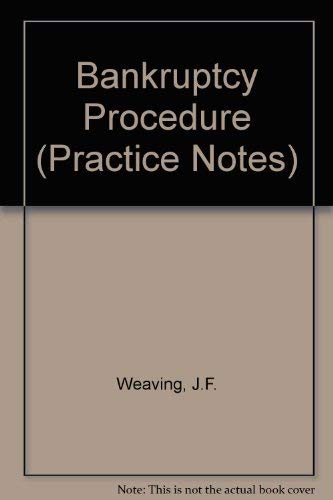 Imagen de archivo de Bankruptcy Procedure (Practice Notes) a la venta por AwesomeBooks