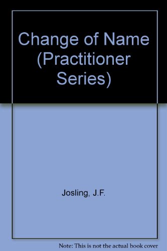9780851215587: Change of Name (Practitioner Series)
