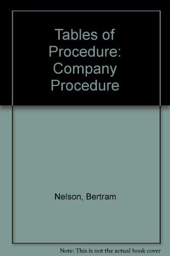 9780851216928: Tables of Procedure: Company Procedure