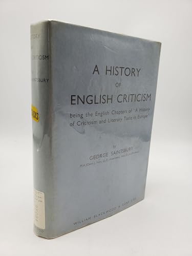 History of English Criticism (9780851580548) by George Saintsbury