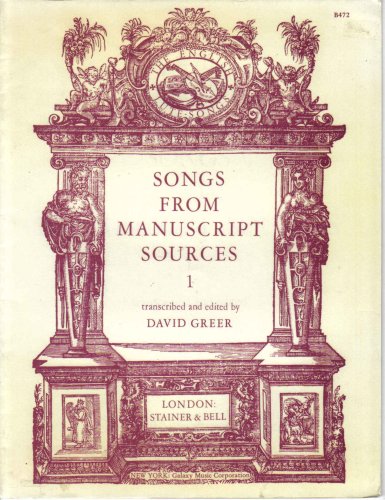 Songs From Manuscript Sources 1 (9780852494721) by David Greer