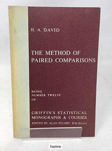 9780852640135: Method of Paired Comparisons (Statistical Monograph)