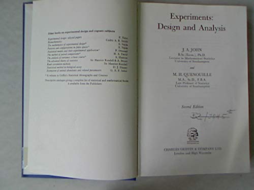 Experiments - John, J. A; Quenouille, M.H.