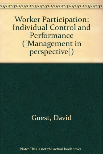 9780852920978: Worker Participation: Individual Control and Performance