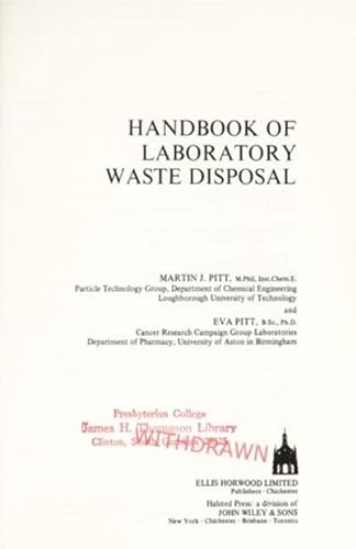 9780853126348: Handbook of Laboratory Waste Disposal