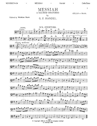 Beispielbild fr G.F. Handel: Messiah (Cello/Bass Part) (Cello, Double Bass / Part) zum Verkauf von Revaluation Books