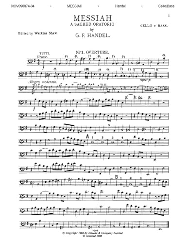 Stock image for G.F. Handel: Messiah (Cello/Bass Part) (Cello, Double Bass / Part) for sale by Revaluation Books