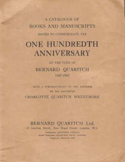 9780853880356: Catalogue of Books and Manuscripts: Commemorating 100th Anniversary of the Firm of B.Quaritch, 1849-1947