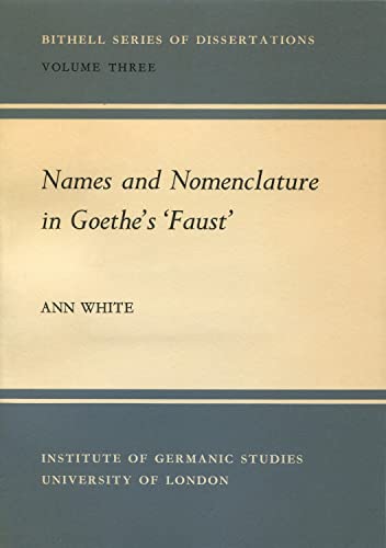 Stock image for Names and Nomenclature in Goethe's 'Faust' (Volume 3) for sale by Anybook.com