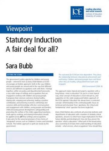 9780854736379: Statutory Induction: A fair deal for all?: 12 (Viewpoint, 12)