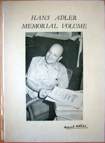 Beispielbild fr Hans Adler Memorial Volume zum Verkauf von Chapter 1