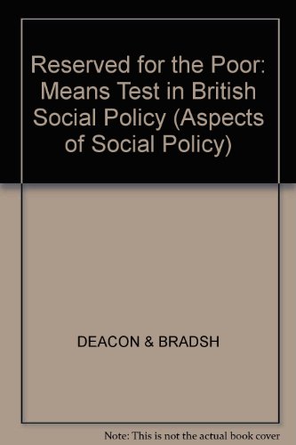 9780855204358: Reserved for the Poor: The Means Test in British Social Policy