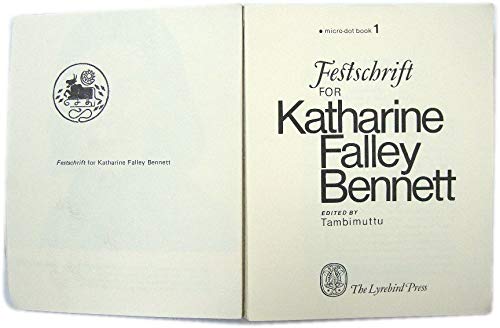 Stock image for Festschrift for Katharine Falley Bennett; (Micro-dot book, 1) for sale by Mispah books