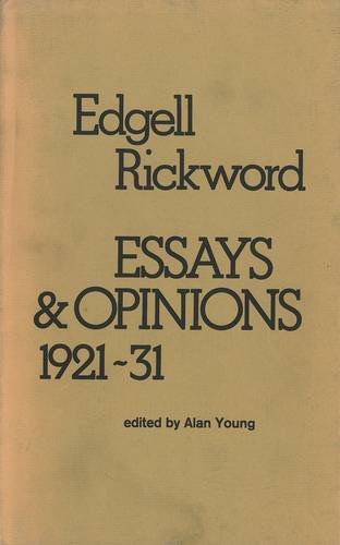 Essays and opinions, 1921-1931 (9780856350719) by Rickword, Edgell