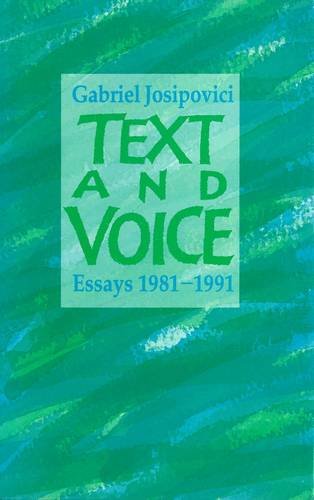 Text and Voice (9780856359347) by Josipovici, Gabriel