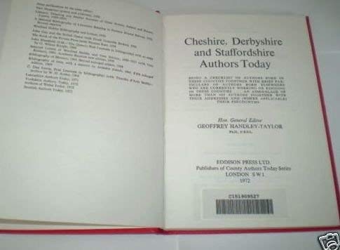 9780856490040: Cheshire, Derbyshire and Staffordshire Authors Today (County authors today series)