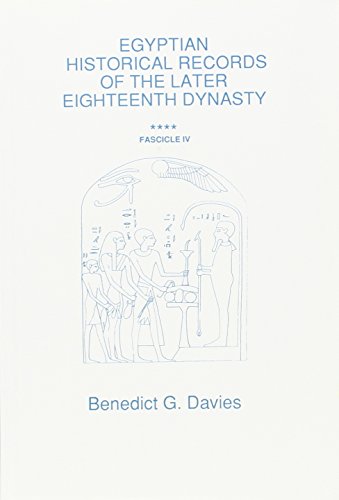 Beispielbild fr Egyptian Historical Records of the Later Eighteenth Dynasty Fascicule 4 zum Verkauf von HPB-Diamond