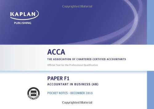 F1 Accountant in Business AB - Pocket Notes (Acca) - Kaplan Publishing