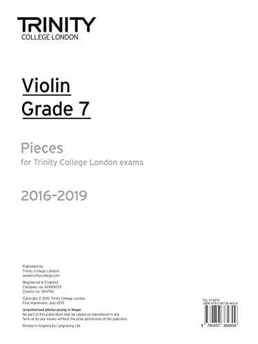 Imagen de archivo de Violin Exam Pieces Grade 7 2016-2019 (Part Only) (Trinity Repertoire Library) a la venta por WorldofBooks