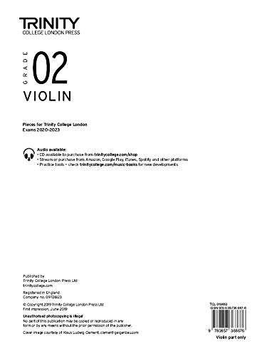 9780857368676: Trinity College London Violin Exam Pieces From 2020: Grade 2 (part only)
