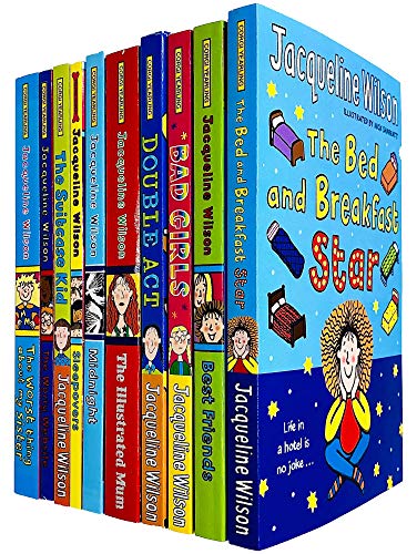 Stock image for Jacqueline Wilson 10 Books Collection Set (Bed and Breakfast Star, BestFriends, Bad Girls, Double Act, Illustrated Mum, Midnight, Sleepovers, Suitcase Kid & MORE!) for sale by PlumCircle