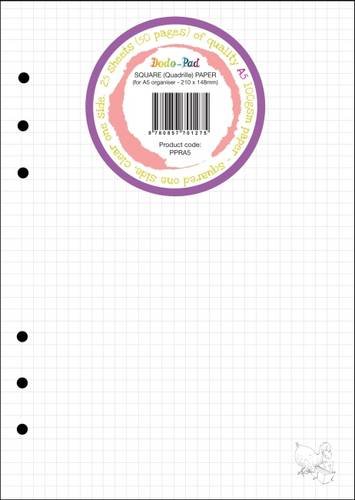 Beispielbild fr 25 Sheets Dodo A5 Squared/Clear 100GSM Clairfontaine-Style Ruled Paper PPRA5: 210 x 148mm, 8.27 x 5.83" Fits Filofax, Gillio, Kikki K, Paperchase . (Standard) & A5 6-Holed Organisers (Dodo Pad) zum Verkauf von Monster Bookshop