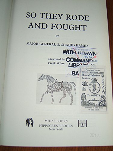 Beispielbild fr SO THEY RODE AND FOUGHT. zum Verkauf von Cambridge Rare Books