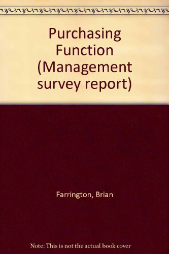 Purchasing Function (9780859461139) by Brian Farrington; Michael Woodmansey