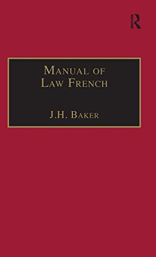 Manual of Law French (9780859677455) by Baker, J.H.