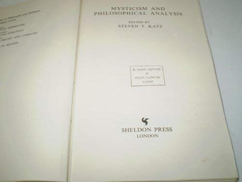 Stock image for Mysticism and Philosophical Analysis (Studies in Philosophy and Religion) for sale by Pulpfiction Books