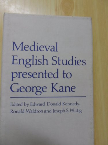 Beispielbild fr Medieval English Studies Presented to George Kane zum Verkauf von Better World Books