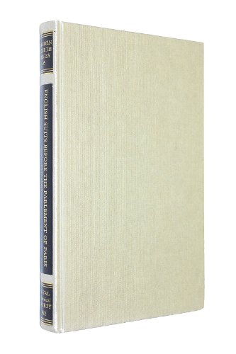 Beispielbild fr ENGLISH SUITS BEFORE THE PARLEMENT OF PARIS 1420-1436. zum Verkauf von Cambridge Rare Books