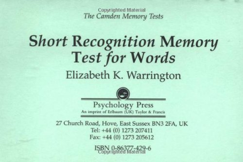 9780863774294: The Camden Memory Tests: Short Memory Test for Words