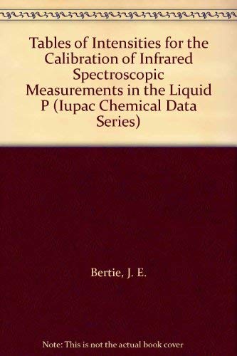 Beispielbild fr Tables of Intensities for the Calibration of Infrared Spectroscopic Measurements in the Liquid Phase (Iupac Chemical Data Series ; No. 40) zum Verkauf von Buchpark