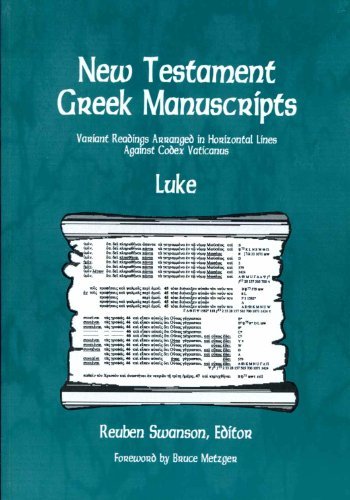 New Testament Greek Manuscripts: Luke. Variant Readings Arranged in Horizontal Lines Against Code...