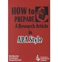 Stock image for How to Prepare a Research Article in Apa Style for sale by dsmbooks