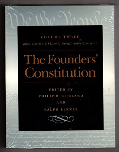 Beispielbild fr The Founders' Constitution, Volume 3 zum Verkauf von HPB-Red