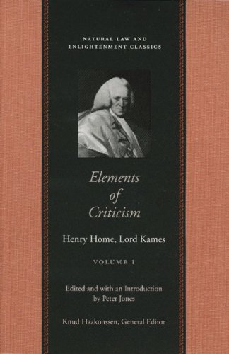 Stock image for Elements of Criticism Vol 1 Pb for sale by Better World Books Ltd