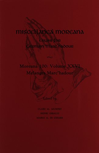 Imagen de archivo de Miscellanea Moreana: Essays for Germain Marc' Hadour (Moreana 100, Vol Xxvi) (Volume 26) a la venta por Anybook.com